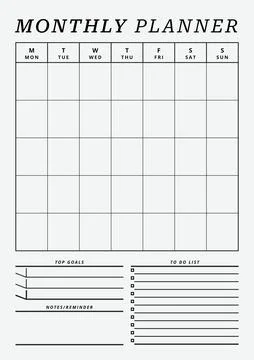 A4 size Clean Monthly Planner Template pages Illustrazione stock