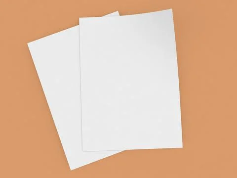 A4 size office paper sheets on a brown background. Stock-Illustration