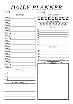 A4 Size Simple Daily Planner Template Pages Illustrazione stock