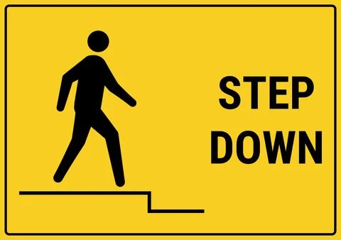 A4-sized step down warning sign Stock Illustration