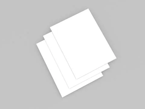 A4 white sheets mock up on gray background. Stock Illustration