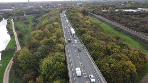 A46 newark by-pass Jam Trim 1 Stockbeeldmateriaal 219807456