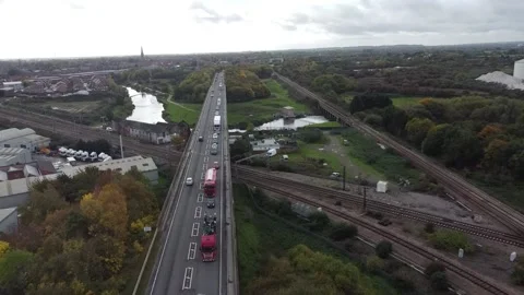 A46 newark by-pass Jam Trim 3 Stockbeeldmateriaal 219807535