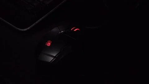 A4Tech mouse. hand rests on a computer mouse Stock Footage 219577656