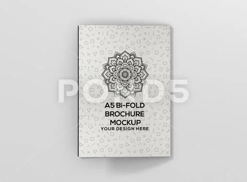 A5 bifold brochure closed back top PSD Template