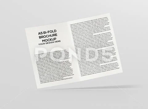 A5 bifold brochure open frontview PSD Template