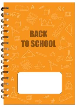 A5 cover design school notebook with text back to school Stock Illustration