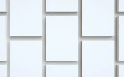 A5 Flyer / Brochure Mock-Up - Multiple Stacks of Flyers. 3D Illustration Stock Illustration