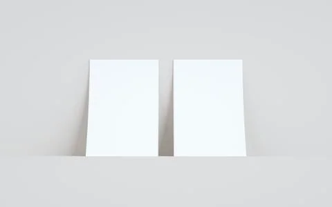 A5 Flyer / Brochure Mock-Up - Two Flyers Against Wall Background. 3D Illustra Stock Illustration