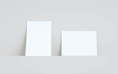 A5 Flyer / Brochure Mock-Up - Two Flyers Against Wall Background. 3D Illustra Stock Illustration