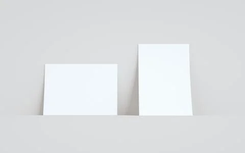A5 Flyer / Brochure Mock-Up - Two Flyers Against Wall Background. 3D Illustra Stock Illustration