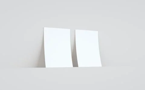 A5 Flyer / Brochure Mock-Up - Two Flyers Against Wall Background. 3D Illustra Stock Illustration