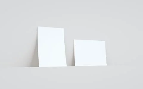 A5 Flyer / Brochure Mock-Up - Two Flyers Against Wall Background. 3D Illustra Stock Illustration