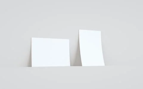 A5 Flyer / Brochure Mock-Up - Two Flyers Against Wall Background. 3D Illustra Stock Illustration