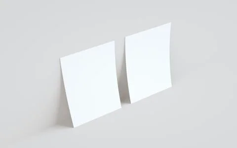 A5 Flyer / Brochure Mock-Up - Two Flyers Against Wall Background. 3D Illustra Stock Illustration