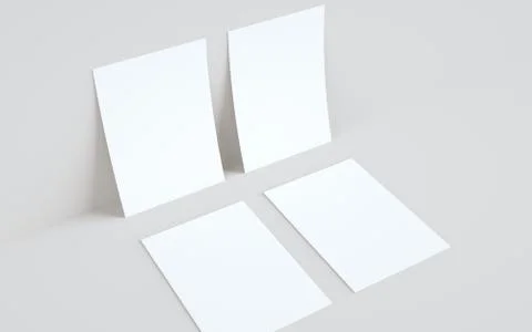 A5 Flyer / Brochure Mock-Up - Two Flyers Against Wall Background. 3D Illustra Stock Illustration