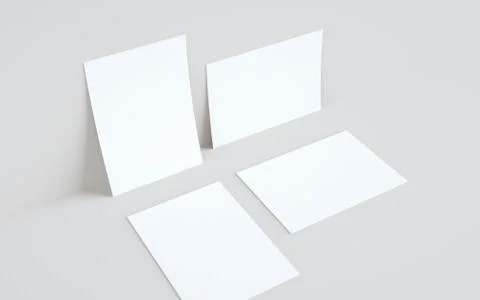 A5 Flyer / Brochure Mock-Up - Two Flyers Against Wall Background. 3D Illustra Stock Illustration