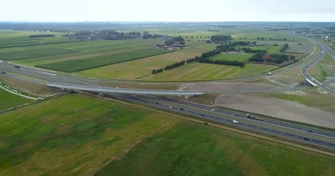 The A6 A7 Highway Intersection – Near Joure and Heerenveen - 4K Drone Footage Stock Footage 122587580