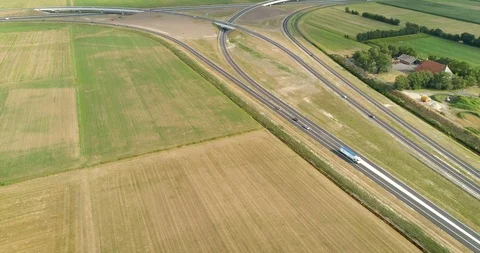 The A6 A7 Highway Intersection – Near Joure and Heerenveen - 4K Drone Footage Stock Footage 122588661