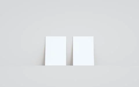 A6 Flyer / Brochure Mock-Up - Two Flyers Against Wall Background. 3D Illustra Stock Illustration