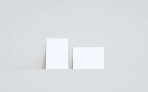 A6 Flyer / Brochure Mock-Up - Two Flyers Against Wall Background. 3D Illustra Stock Illustration