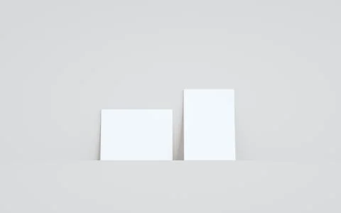 A6 Flyer / Brochure Mock-Up - Two Flyers Against Wall Background. 3D Illustra Stock Illustration
