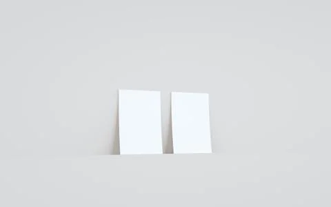 A6 Flyer / Brochure Mock-Up - Two Flyers Against Wall Background. 3D Illustra Stock Illustration