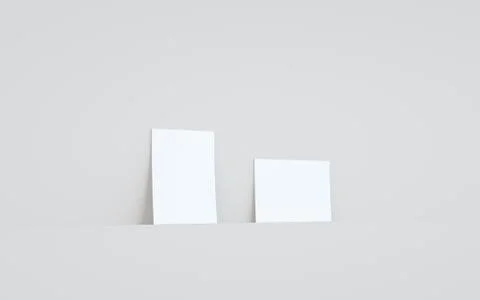 A6 Flyer / Brochure Mock-Up - Two Flyers Against Wall Background. 3D Illustra Stock Illustration