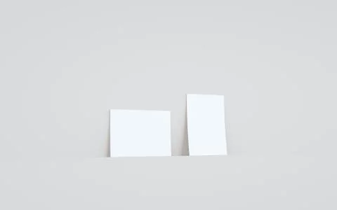 A6 Flyer / Brochure Mock-Up - Two Flyers Against Wall Background. 3D Illustra Stock Illustration