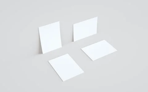A6 Flyer / Brochure Mock-Up - Two Flyers Against Wall Background. 3D Illustra Stock Illustration