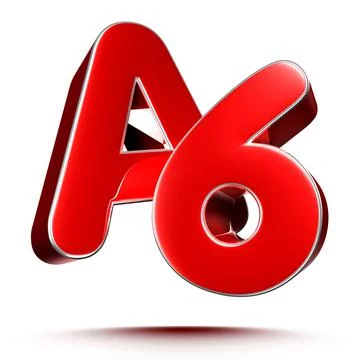 A6 red 3D illustration on white background with clipping path. 库存插图