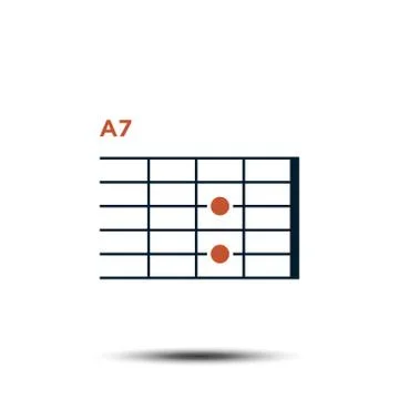 A7, Basic Guitar Chord Chart Icon Vector Template Stock Illustration