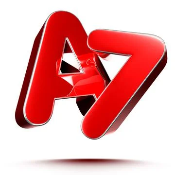 A7 red 3D illustration on white background with clipping path. 库存插图