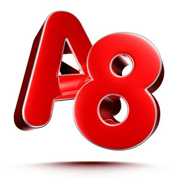 A8 red 3D illustration on white background with clipping path. Stock Illustration