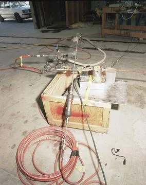 A87702 U12G DYNAMIC GROUT TEST CARL SMITH (PROJECT ENGINEER) MAY 13 87 EG&amp;... Stock Photos