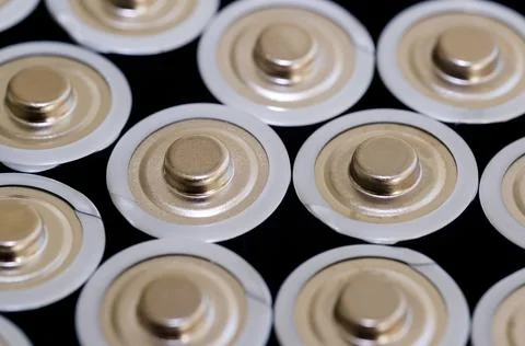 AA Batteries Macro Close Up Background Power Energy Technology. Stock Photos
