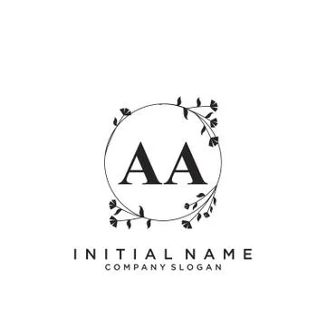 AA Initial handwriting logo design Stock Illustration