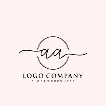 AA Initial handwriting logo design Stock Illustration