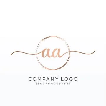 AA Initial handwriting logo design Stock Illustration