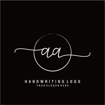 AA Initial handwriting logo design Stock Illustration