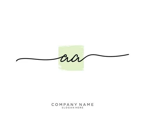 AA Initial handwriting logo design Stock Illustration