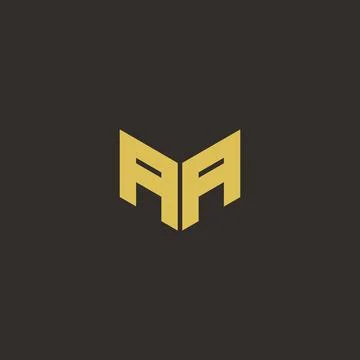 AA A Logo Letter Initial Logo Designs Template with Gold and Black Background Stock Illustration