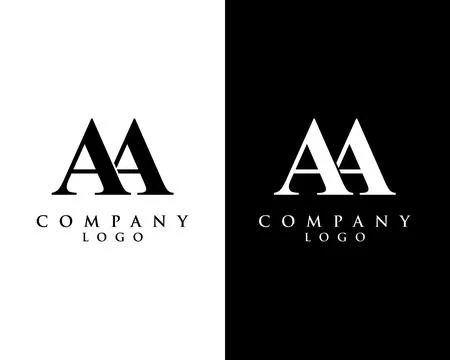 A, aa modern initial logo design vector, with white and black color background Stock Illustration
