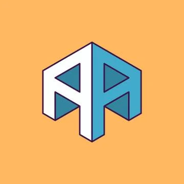 AA  monogram lettering with perspective geometric concept Stock Illustration