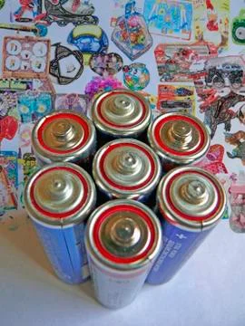 Aa size alkaline batteries Stock Photos
