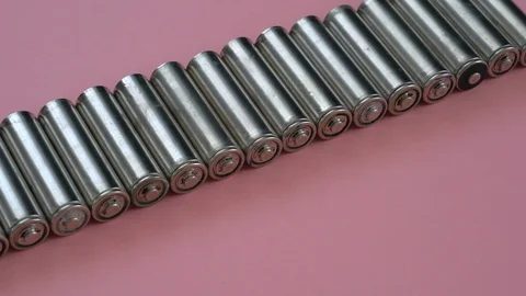 AA size batteries and accumulators close-up top view 库存影片 88717628
