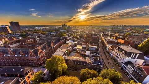 AA toren 27 sunset Stock Footage 124260149