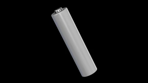 AAA battery with looping rotation on a black background with alpha matte. 库存影片 83939312