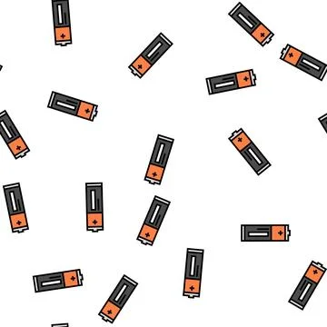 Aaa battery power energy vector seamless pattern Illustrazione stock