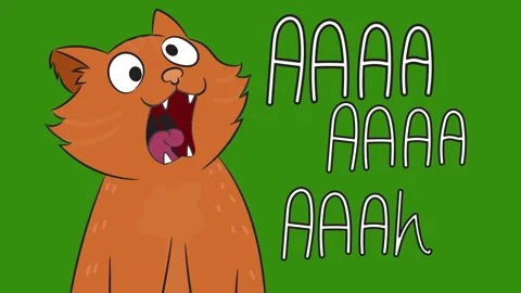 AAA... Cat animation on green screen Stock Footage 344853353